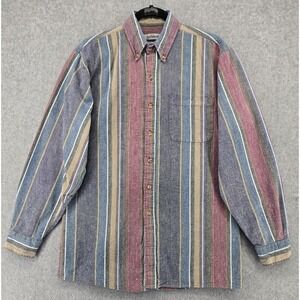 Vtg Saddlebrook Striped Shirt Men's M Western Work Button Up Cotton Cowboy 90s
